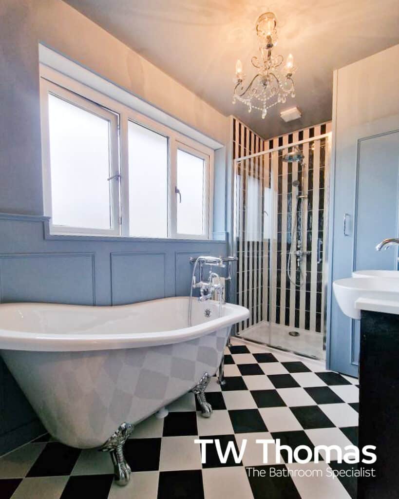 A bathroom fitted by J S Ridley Kitchens, Bathrooms & Building Services - TW Thomas, Swansea