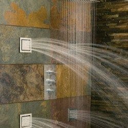 square shower head with square framed body jets