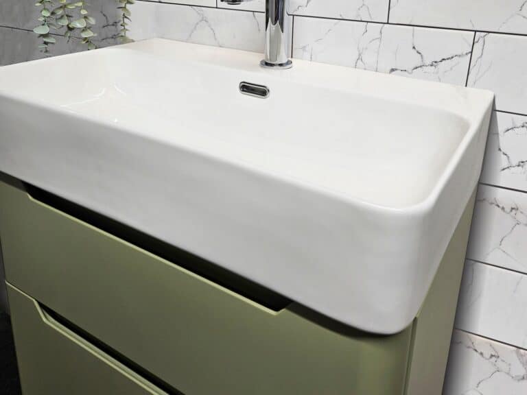 Armera Opa wall-hung two-drawer vanity unit in concrete grey with ceramic basin