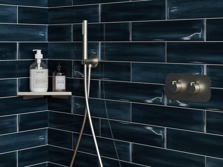Armera concealed thermostatic shower valve with knurled controls in chrome