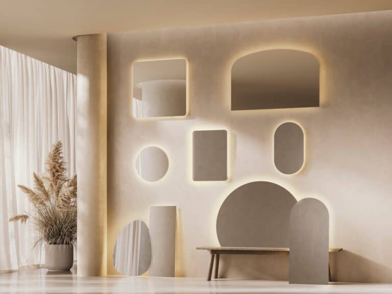 HiB Radiance range of illuminated LED mirrors in arch, round and rectangular shapes
