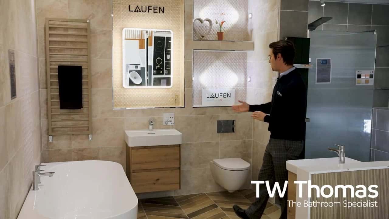 A still from the TW Thomas video Josh walks through the Laufen display