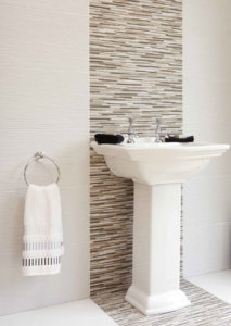  Linear tiles can be used break up a wall, completely transforming the look to a a crisp, cool appearance.