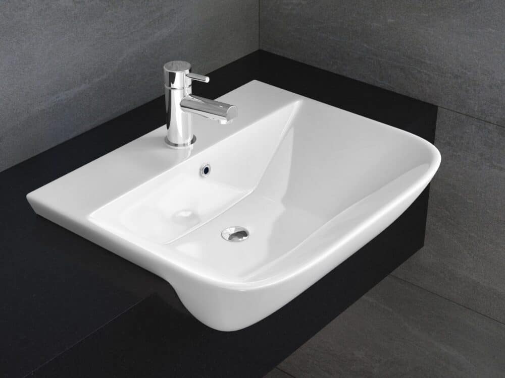 MyLife Rene 550 semi-recessed basin in a bathroom setting