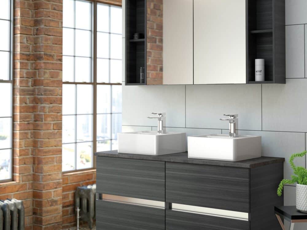 Utopia Qube Glide Anthracite Strata bathroom furniture