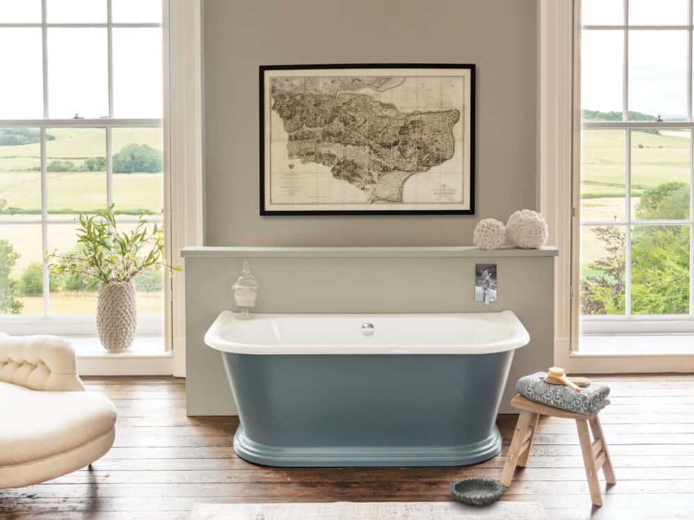 Waters Dash roll-top bath in a period room with a framed map and sash windows